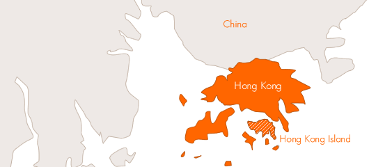 A map showing the location of Hong Kong
